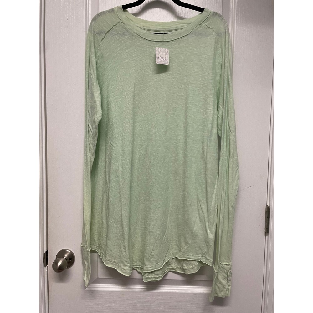 NWT We The Free People Arden Tunic Womens Green Oversized Slub Cotton - Picture 3 of 13